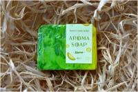 Натуральное твердое мыло ручной работы AromaSoap с ароматом ДЫНИ для лица и тела, увлажняющее, смягчающее, 80 г