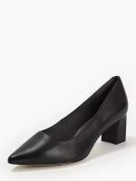 Туфли женские на каблуке натуральная кожа CAPRICE черные, размер 41