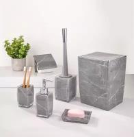 Набор аксессуаров для ванной комнаты 6 предметов (черный мрамор, квадрат) Limon