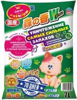 Древесный наполнитель для кошачьего туалета Japan Premium Pet с кипарисом (аромат горного леса), комкуется и смывается в туалет, 7 литров