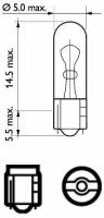 Комплект ламп накаливания блистер 2шт W1,2W 12V 1,2W W2X4,6D PHILIPS 12516B2