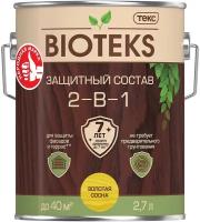 Защитный лессирующий состав для дерева Bioteks 2-в-1, 2,7 л, золотая сосна