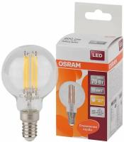 Лампа светодиодная LED 6Вт E14 CLP75 белый, Filament прозр. шар OSRAM