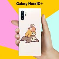 Силиконовый чехол на Samsung Galaxy Note 10+ 3 ленивца / для Самсунг Галакси Ноут 10 Плюс