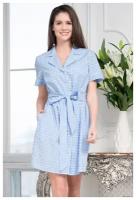 Mia-Amore Платье-рубашка Tracy с коротким рукавом, голубой с белым, XL