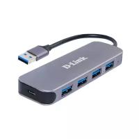 USB-концентратор D-Link DUB-1340/D1A, разъемов: 4, темно-серый