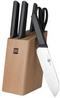 Набор HuoHou Fire kitchen (HU0057), 4 ножа и ножницы с подставкой, черный
