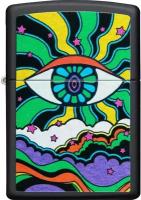 Оригинальная бензиновая зажигалка ZIPPO Classic 49699 Black Light Eye Design с покрытием Black Matte