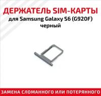 Держатель (лоток) SIM карты для Samsung Galaxy S6 G920F Single Sim черный