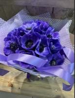 Букет Анемоны фиолетовые, красивый букет цветов, шикарный, цветы премиум