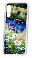 Чехол для Samsung Galaxy A50/A50S/A30S Kruche Print Ромашки у ручья, пластиковая накладка, силиконовый бампер с защитой камеры, прозрачный с рисунком