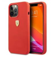 Чехол Ferrari Liquid silicone with metal logo Hard для iPhone 13 Pro, цвет Красный (FESSIHCP13LRE)