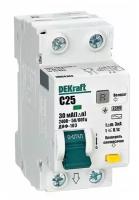 Дифференциальный автоматический выключатель DEKraft ДИФ-103 1P+N 25А 30мА 4.5кА класс AC