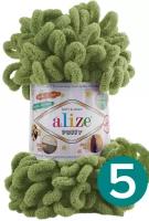 Пряжа Alize Puffy зеленый (485), 100%микрополиэстер, 9м, 100г, 5шт