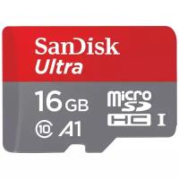 Карта памяти SanDisk microSDHC 16 ГБ Class 10, A1, UHS-I, R 98 МБ/с, 1 шт