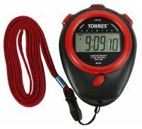Секундомер TORRES Stopwatch, SW-002, часы, будильник, дата, шнур с карабином, черный-красный