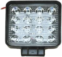 Фара светодиодная LED дополнительная IMO851885 (AE48S-16LED-42PC) квадратная, рассеиваемый свет, ближний свет, 16 диодов, крепление в комплекте для для спецтехники, грузовиков, сельхозтехники, внедорожников, квадроциклов, мотоциклов