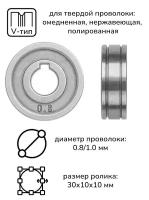 Ролик подающий ф30/10 мм, шир. 10мм, проволока ф0,8-1,0мм (WA-2472) (SOLARIS)