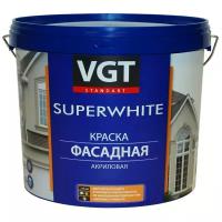 VGT SUPERWHITE ВД-АК-1180 краска фасадная акриловая, под колеровку, матовая, база А (13кг)