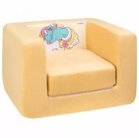 Раскладное бескаркасное детское кресло квадратное Дрими Крошка Соня Желтый