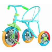 Велосипед Озорной ветерок, детский, трехколесный, 10/8, стальная рама, шины ЭВА, сиденье со спинкой, цвет голубой