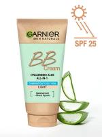 Garnier, BB Крем Гиалуроновый Алоэ-уход 5-в-1, для смешанной и жирной кожи, с гиалуроновой кислотой, алоэ вера и минеральными пигментами, матирующий, SPF 25, 50 мл