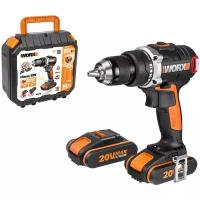 Дрель-шуруповерт аккумуляторная Worx BL WX175 20В, бесщеточная, 2Ач x2, кейс