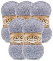 Пряжа для вязания ALIZE 'Angora Gold' 100гр. 550м (80%акр, 20%шерсть) ТУ (221 светлый джинс меланж), 5 мотков