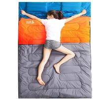 Спальный мешок двуспальный BSWOLF 3,0 кг 190+30см х 145 см 10 °C, Сине-Серый-Оранжевый