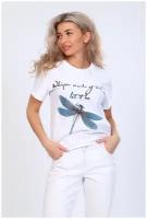 Женская футболка Стрекоза/ с принтом/ с печатью, размер 56