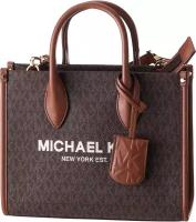 Сумка тоут MICHAEL KORS Mirella Small Logo Crossbody Bag 106684, фактура зернистая, коричневый, бежевый