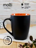 Кружка для чая для кофе матовая, глянцевая внутри, цветная, Bright Tulip 340мл,, черная с оранжевым