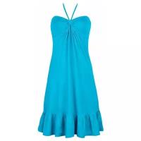 Легкое короткое пляжное платье с воланами (Размер: M) (Цвет: голубой)