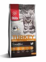 Корм для кошек сухой с индейкой BLITZ ADULT CATS TURKEY, 0,4 кг