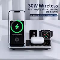 Беспроводная зарядная станция 4 в 1 Rapture SmartStand R11 (iPhone+Apple Watch+AirPods+Часы), Автоматическое складывание