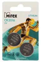 Батарейка литиевая Mirex CR2016 3V цена за 2 шт ecopack (23702-CR2016-E2)