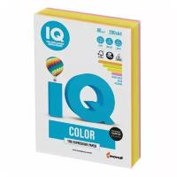 Бумага цветная для принтера IQ Color А4 80 г/м2 200 листов 4 цвета RB04/110690 (1)
