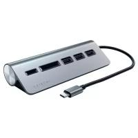 USB-концентратор Satechi Type-C USB Hub & Micro/SD Card Reader. Интерфейс USB-C. 3 порта USB 3.0, слоты для карты памяти. Цвет серый космос