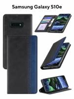 Чехол на Samsung S10e Kruche Purse Combi черный, книжка с карманом для карт, противоударный, защитный кейс, с магнитом для Самсунг С 10Е