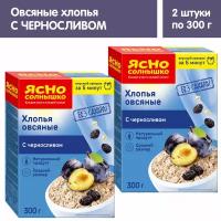 Хлопья овсяные с черносливом Ясно Солнышко, 2 упаковки по 300г