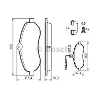 Дисковые тормозные колодки передние BOSCH 0986494163 для FIAT Scudo, Citroen Jumpy, Peugeot Expert (4 шт.)