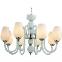 Люстра Arte Lamp 96 A1404LM-8WH, E14, 320 Вт, кол-во ламп: 8 шт., цвет арматуры: хром, цвет плафона: белый