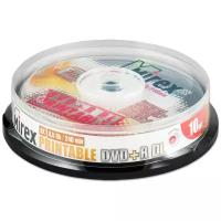 Диск DVD+R DL 8.5Gb Mirex 8x Double Layer Printable cake, упаковка 10 штук