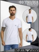 Мужская футболка с v-вырезом белая Emporio Armani 110810_CC716 00010 XL (52)