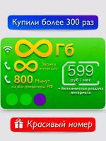 Сим карта / Интернет безлимитно / Красивый номер / Тариф 599 руб/мес