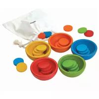 Развивающая игрушка PlanToys Счёт и сортировка, желтый/красный/зеленый/голубой