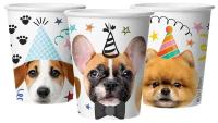 Стаканы бумажные одноразовые Riota Собаки в праздничных колпаках, 250 мл, 6 шт