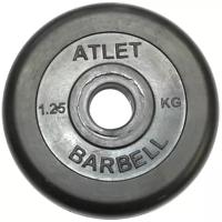 Barbell Диск обрезиненный d 26 мм чёрный 1,25 кг Atlet