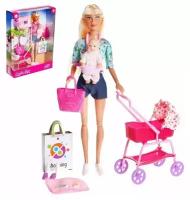 Модельные куклы Defa Lucy Кукла модель «Молодая мама», с пупсом, с аксессуарами, цвет бирюзовый