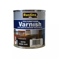 Rustins Лак полиуретановый полуматовый Poly Varnish Satin Dark Oak, цвет: темный дуб, 500 мл